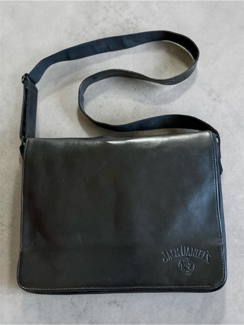 Jack Daniels Black Leather Messenger Satchel